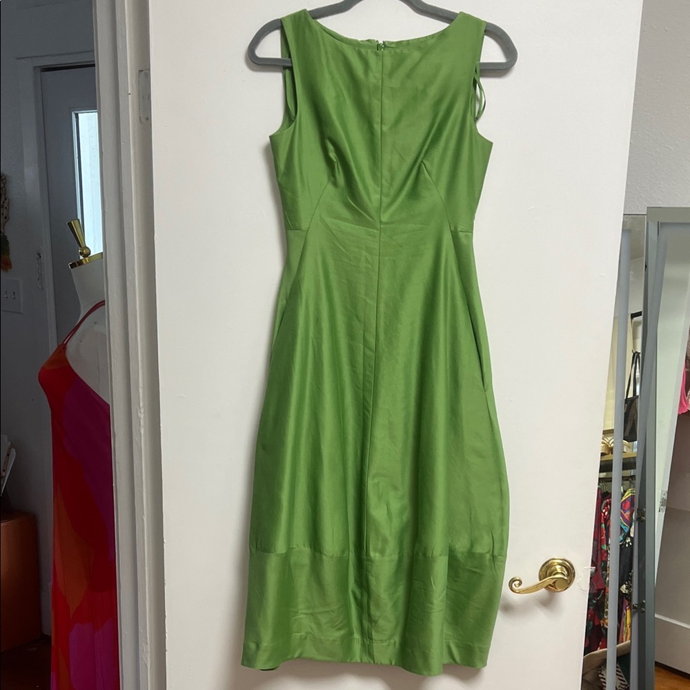 COS Vibrant Grass Green Cacoon Skirt Midi Dress Pockets XS Size 4